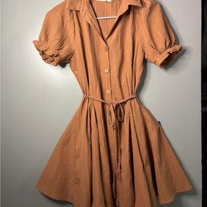 Women's Button-Up Dress in Rust